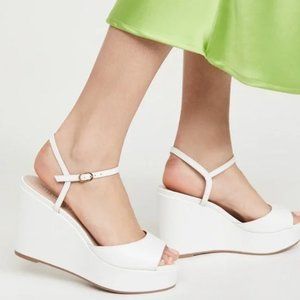 Stuart Weitzman Palmina Wedge White Sandals Size 10.5 Leather